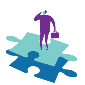 Illustration of man on puzzle